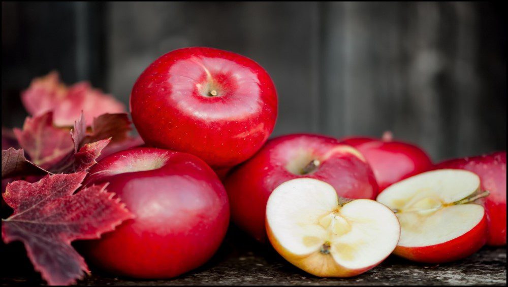manzanas, fruta, frutos rojos 